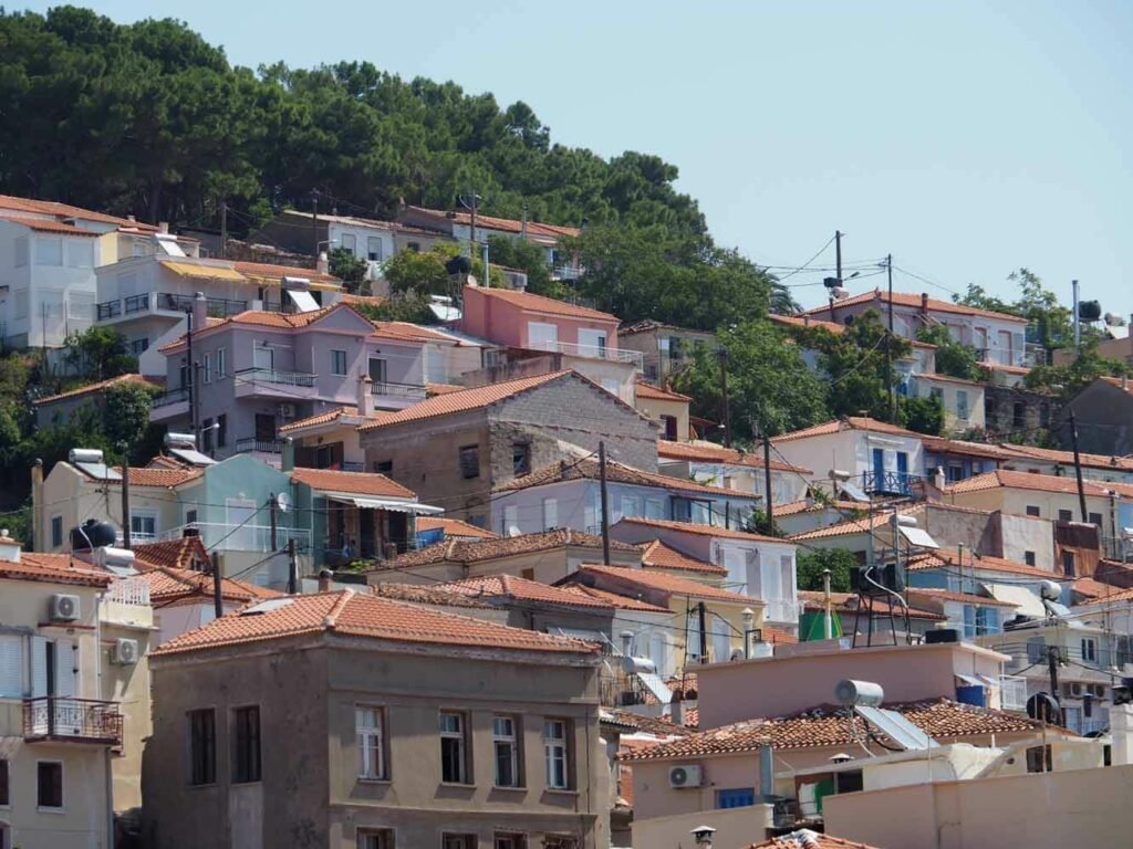Houses on the slopes above town