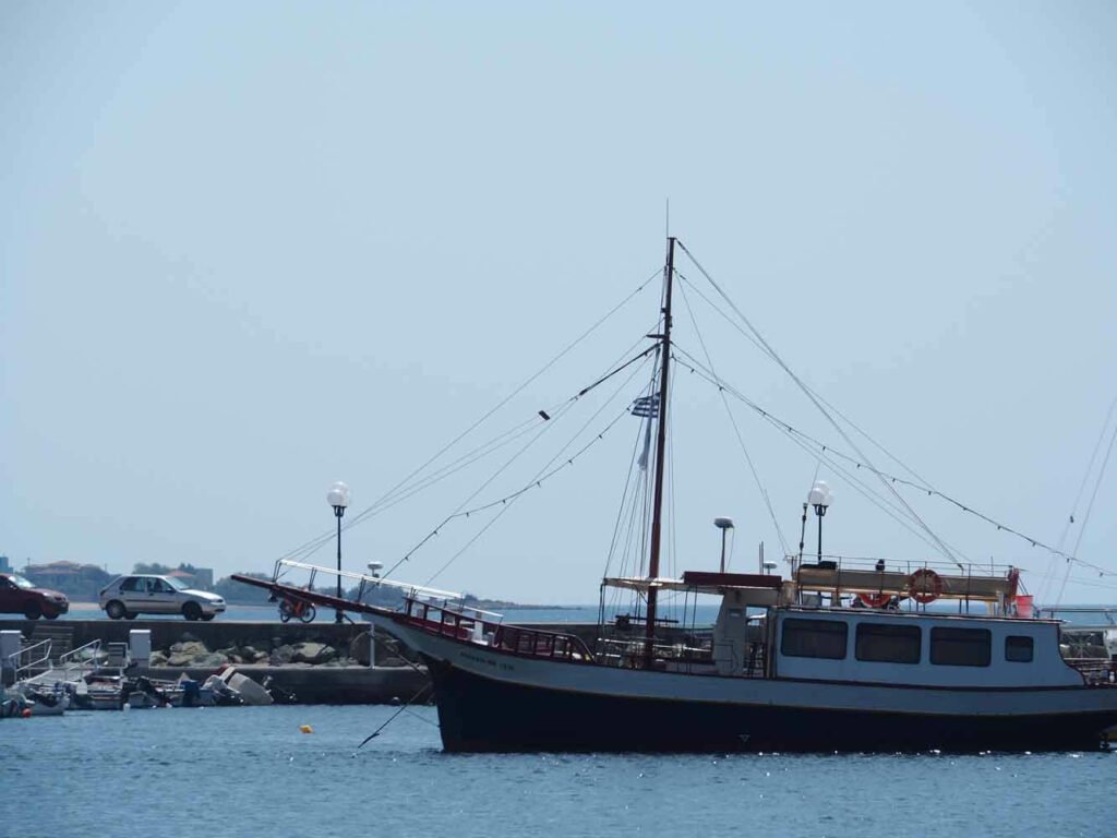 A boat in Plomari harbour